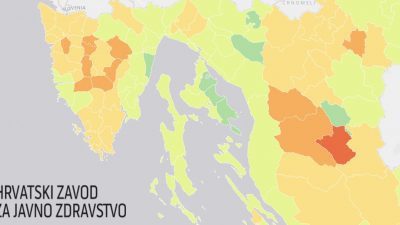 Primorsko-goranska županija jedina je zelena županija na karti procijepljenosti Hrvatskog zavoda za javno zdravstvo