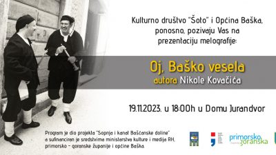 Promocija melografije “Oj, Baško vesela” autora Nikole Kovačića