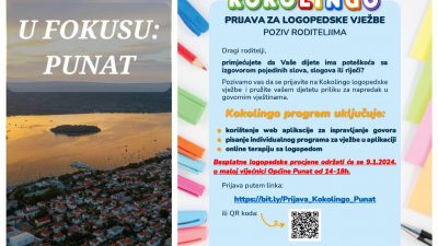Općina Punat u suradnji s Kokolingom organizira besplatnu logopedsku procjenu i sufinancira vježbe