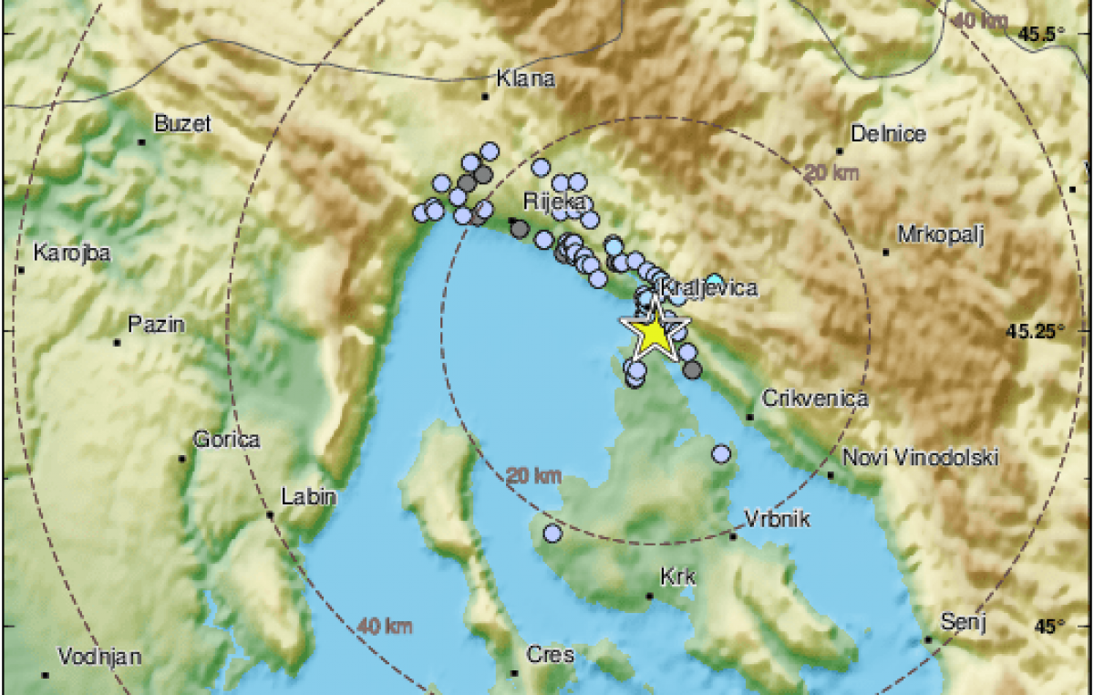 Potres kod Krčkog mosta, osjetio se na kopnu i otoku Krku