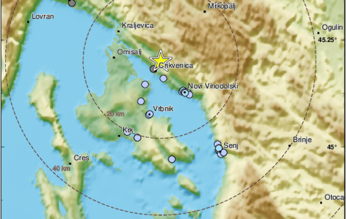 Potres kod Crikvenice, osjetio se i na otoku Krku