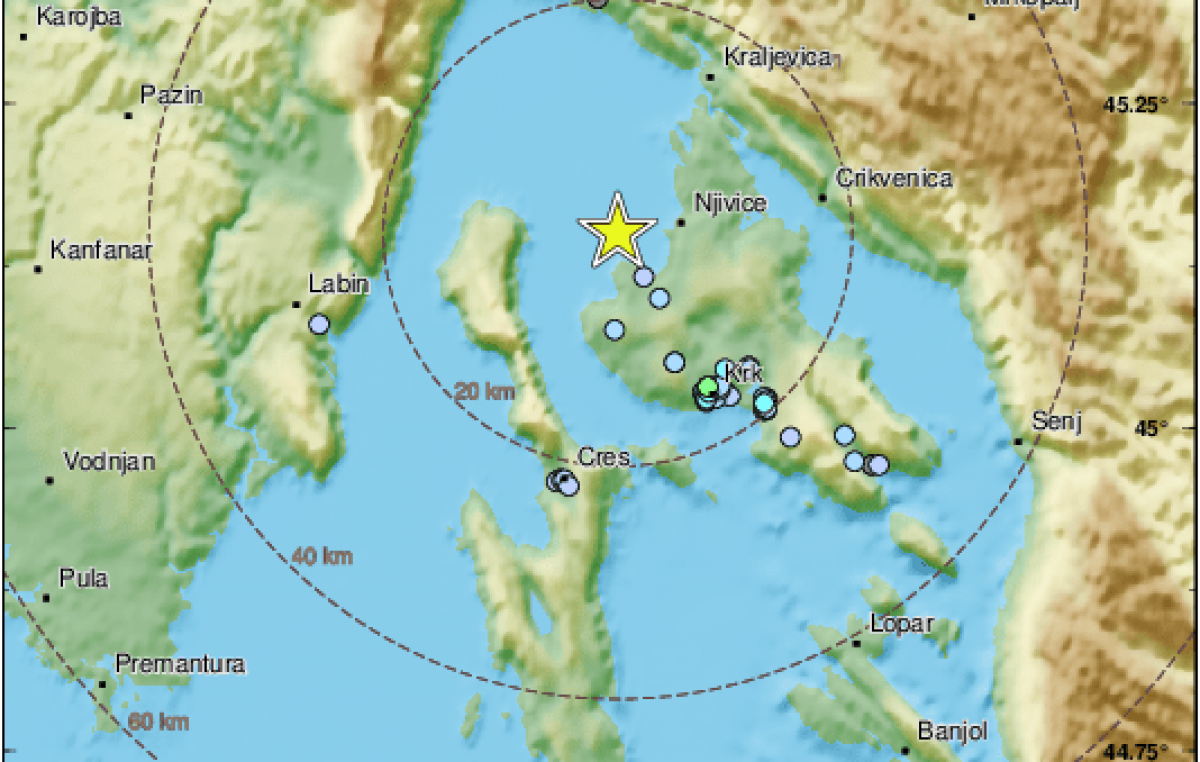 Potres noćas “prodrmao” otok Krk, neke je probudio