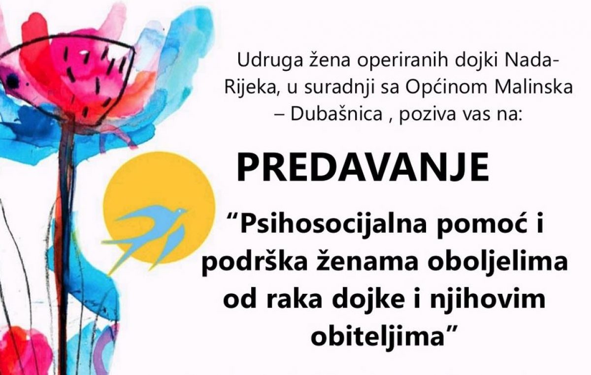 PREDAVANJE: Psihosocijalna pomoć i podrška ženama oboljelima od raka dojke i njihovim obiteljima