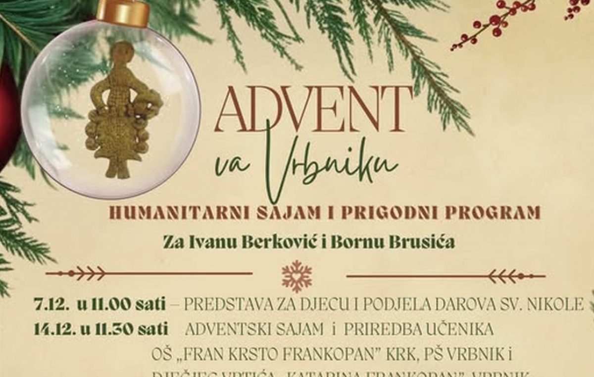 Advent va Vrbniku: Zabava i humanitarni sajam za Ivanu Berković i Bornu Brusića