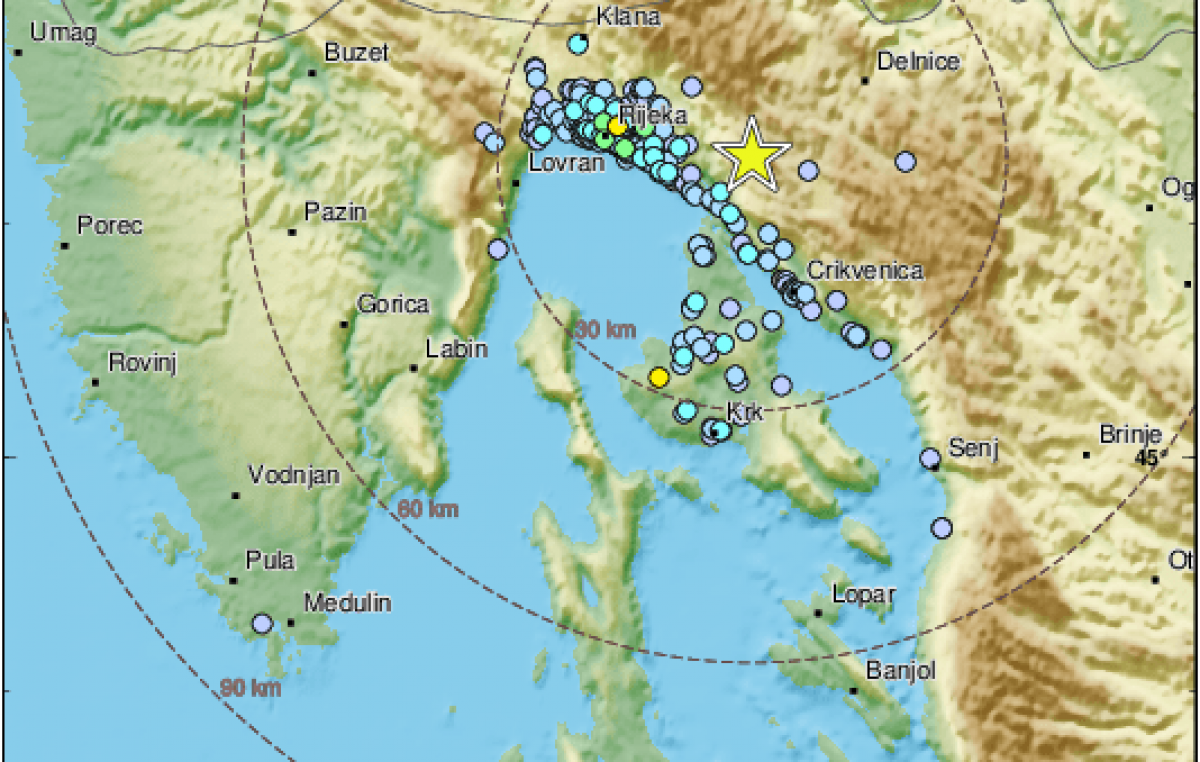 “Cijela kuća se zatresla”: Dva potresa jutros na Kvarneru, osjetili su se i na Krku