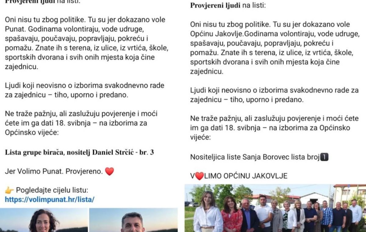 Od riječi do riječi: Načelnica Općine Jakovlje “prepisala” kampanju Liste birača Volim Punat