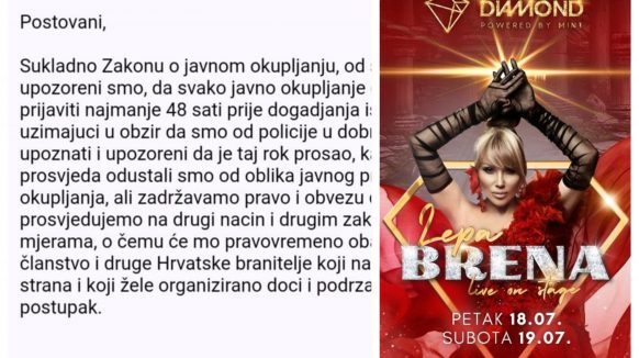 Branitelji otoka Krka: “Večeras ipak nećemo prosvjedovati protiv koncerta Lepe Brene, ali…”