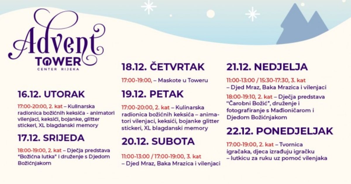 Nastavlja se adventski program za mališane u Toweru