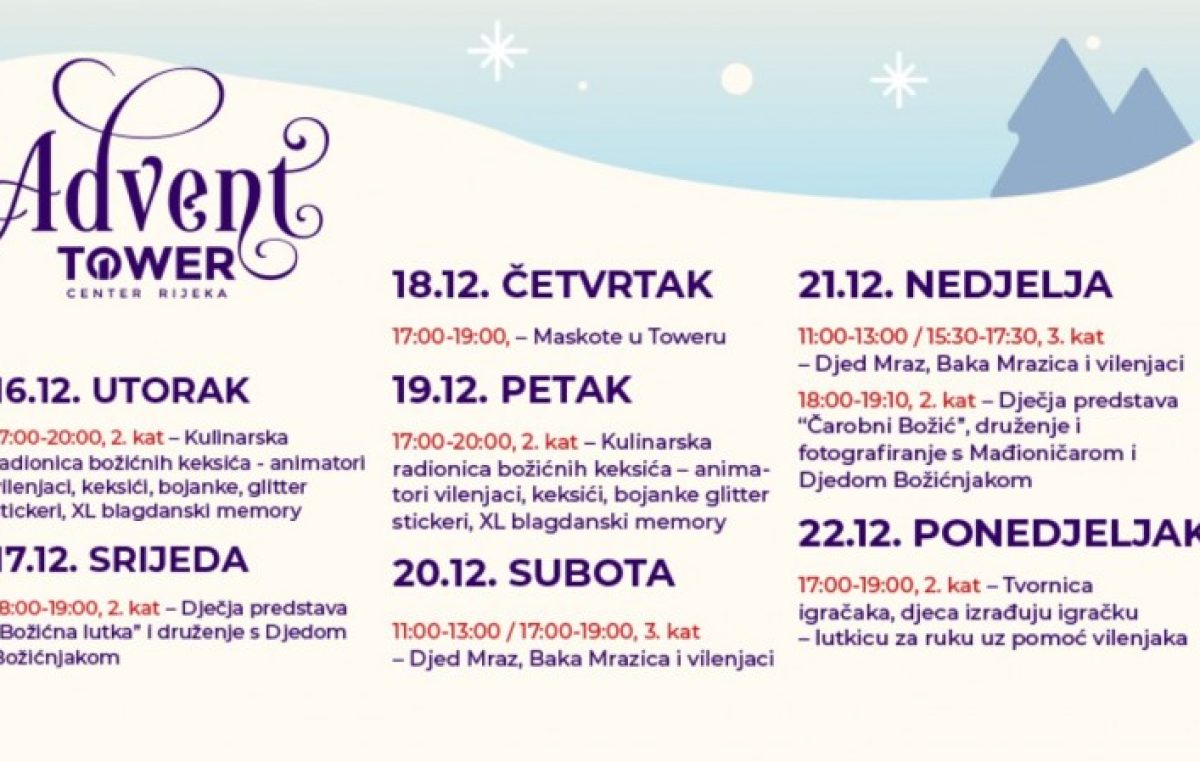 Nastavlja se adventski program za mališane u Toweru