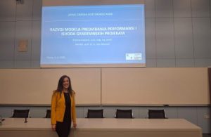 Puntarka Kristina Galjanić obranila doktorski rad na temu “Razvoj modela predviđanja performansi i ishoda građevinskih projekata”