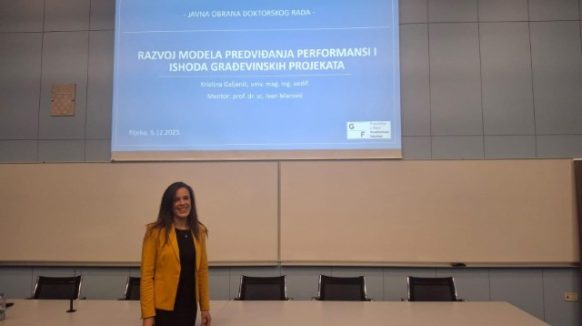 Puntarka Kristina Galjanić obranila doktorski rad na temu “Razvoj modela predviđanja performansi i ishoda građevinskih projekata”