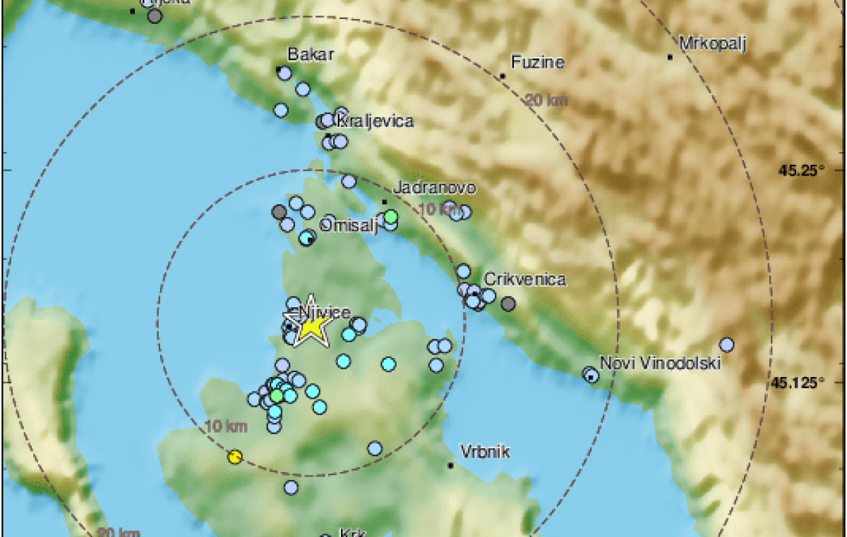 Epicentar kod Njivica: Potres od 2.8 prema Richteru pogodio otok Krk