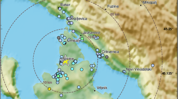 Epicentar kod Njivica: Potres od 2.8 prema Richteru pogodio otok Krk