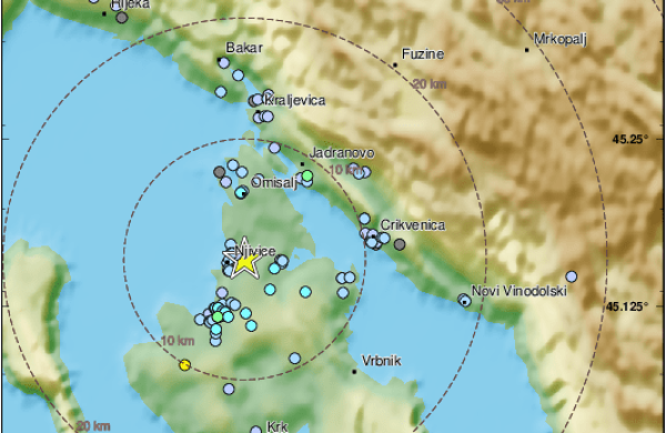 Epicentar kod Njivica: Potres od 2.8 prema Richteru pogodio otok Krk