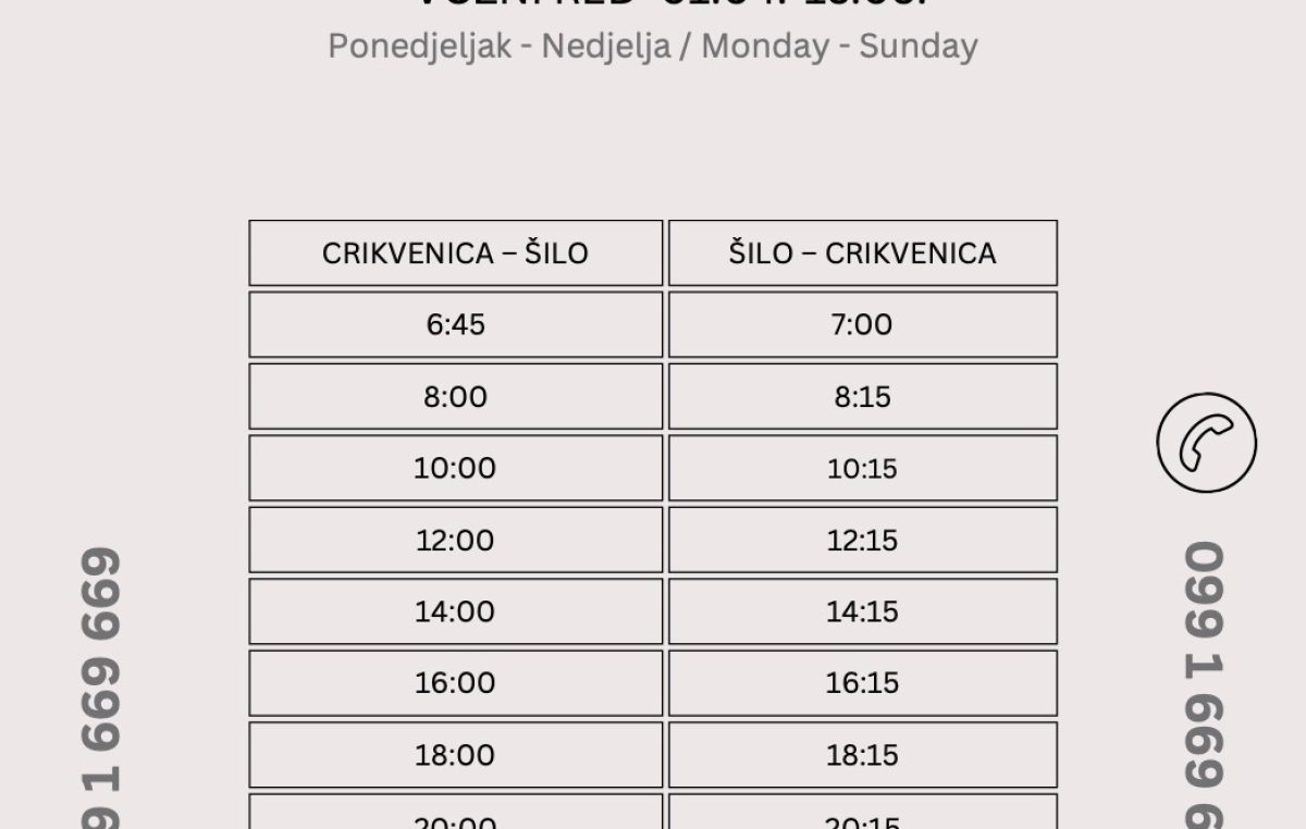 Objavljen novi plovni red glisera na liniji Šilo – Crikvenica