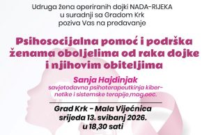 Predavanje: Psihosocijalna pomoć i podrška ženama oboljelima od raka dojke i njihovim obiteljima