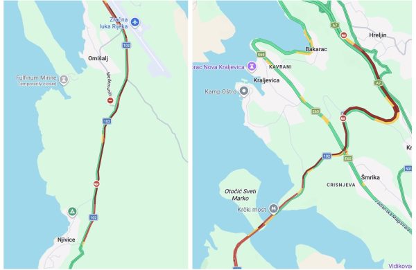 Kilometarske kolone na prilazu Krčkom mostu