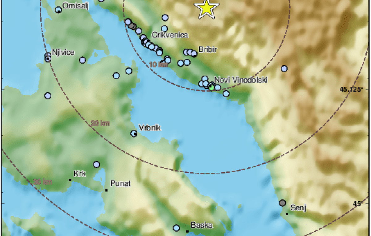 Još jedan potres noćas kod Crikvenice, tresao se i otok Krk