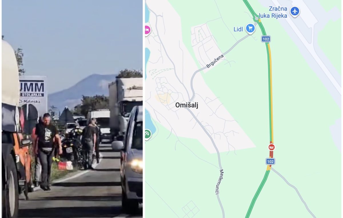 [VIDEO] Prometna nesreća kod Omišlja, vozi se jednim trakom naizmjenično