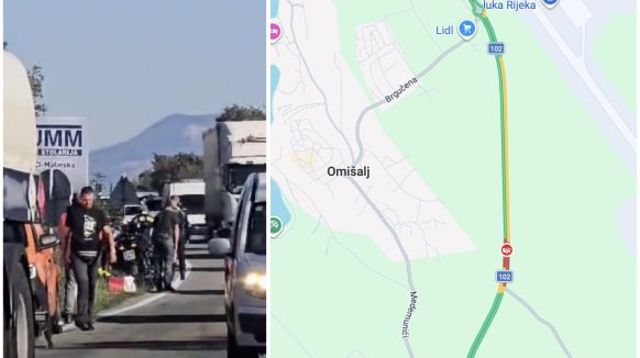 [VIDEO] Prometna nesreća kod Omišlja, vozi se jednim trakom naizmjenično